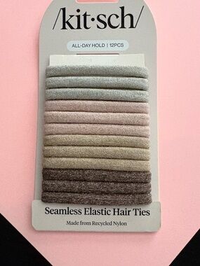 Kitsch Seamless Elastic Hair Ties - Silver, Pink, Cream, Brown
